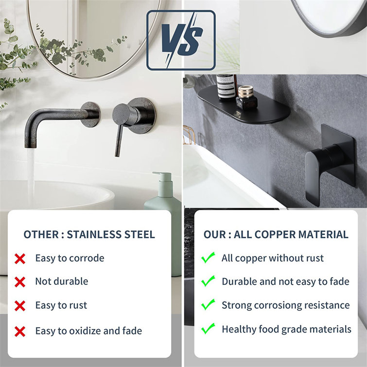MONSFEST Wall Mounted Faucet Bathroom Faucet - Wayfair Canada